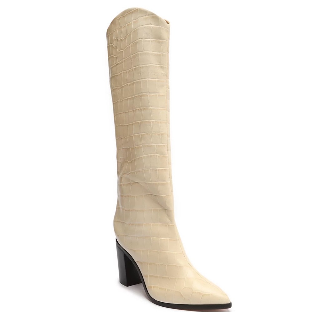SCHUTZ Maryana Pointed Toe Block Heel Knee High Boot NEW WITH BOX